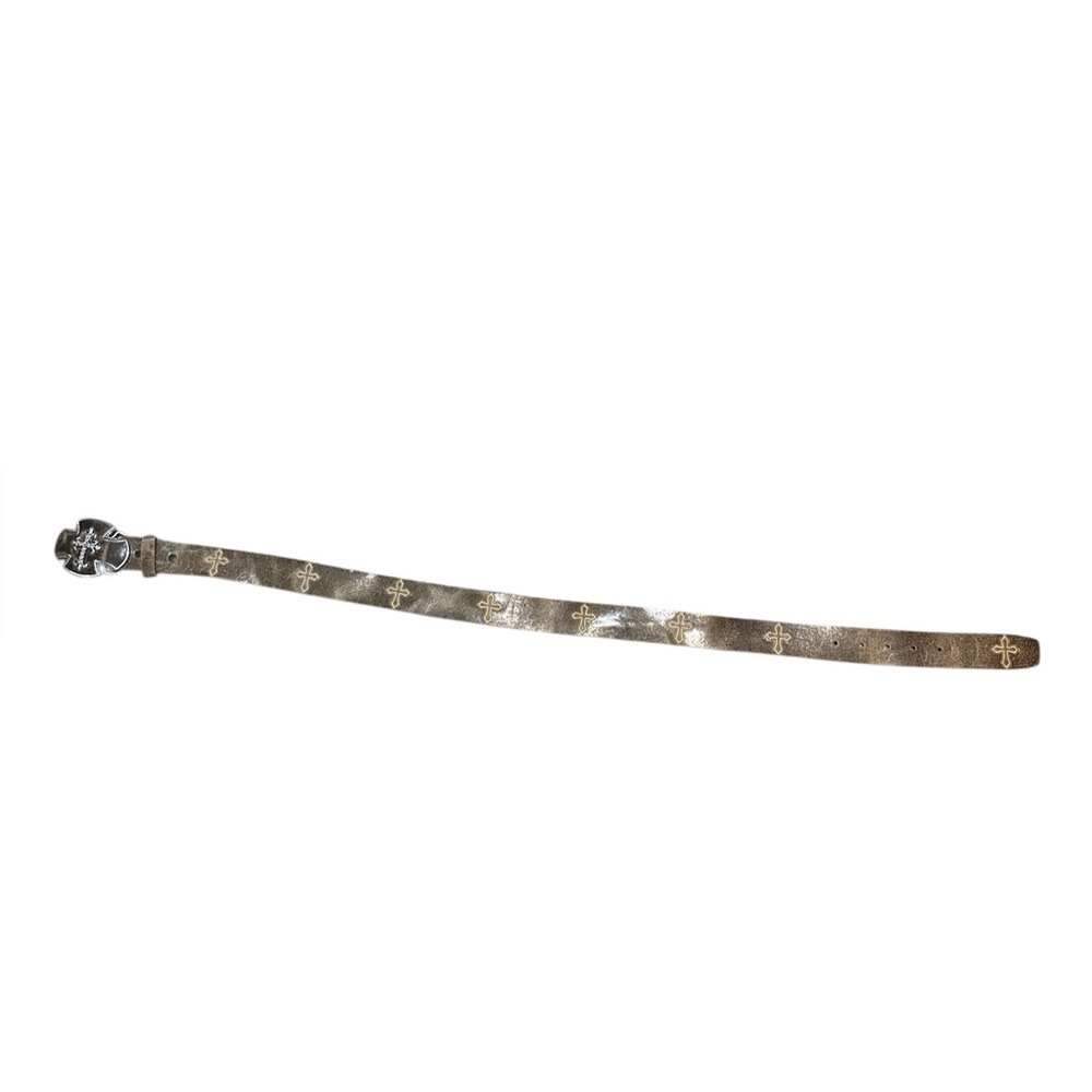 Justin’s Bent Rail Distressed Brown Leather Western Belt Cross Size 34‎